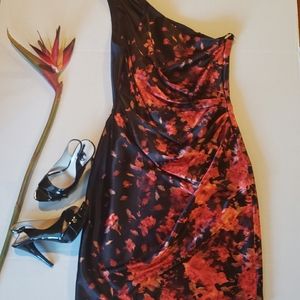 Maggy L Satin Floral Cocktail Dress